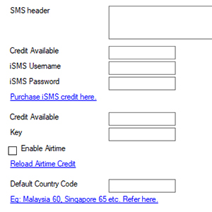 iSMS Settings