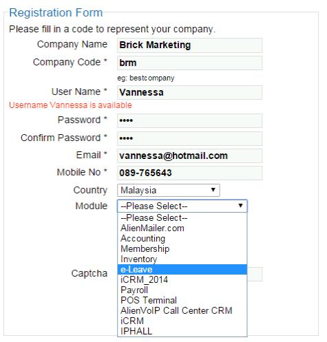 attendance system registration form